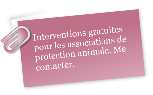 Interventions gratuites pour les associations de protection animale. Me contacter.