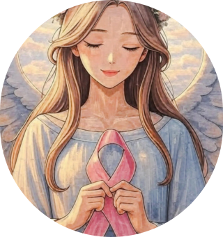 Ange avec le ruban rose de la lutte contre le cancer du sein